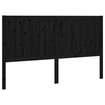 Solid Pine Wood Bed Headboard - Black, 125.5x4x100 cm