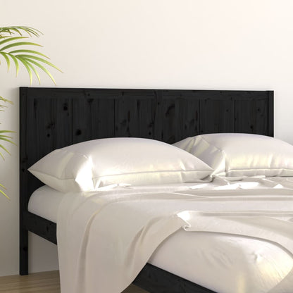 Solid Pine Wood Bed Headboard - Black, 125.5x4x100 cm