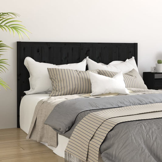 Solid Pine Wood Bed Headboard - Black, 125.5x4x100 cm