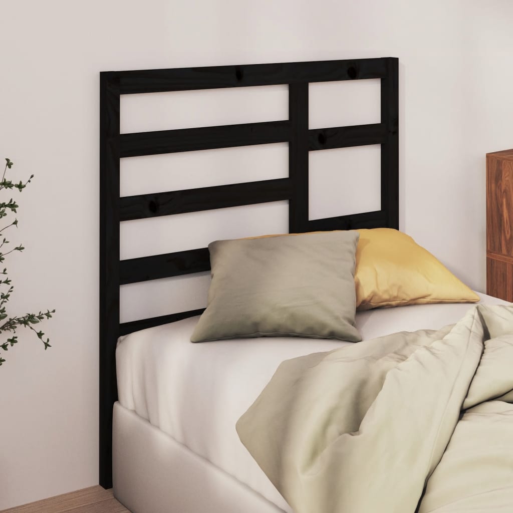 Solid Wood Pine Bed Headboard - Black, 96x4x104 cm