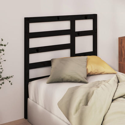 Solid Wood Pine Bed Headboard - Black, 96x4x104 cm
