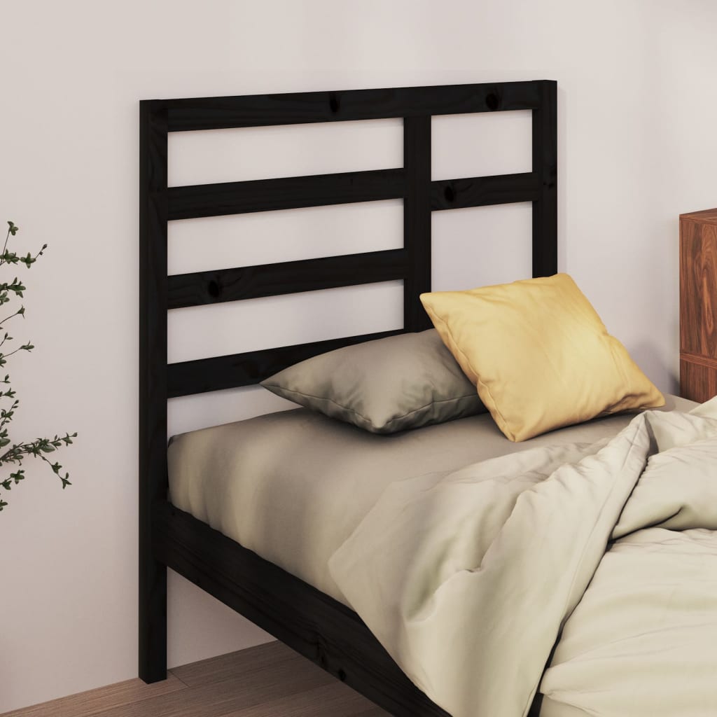 Solid Pine Wood Headboard - Black, 106x4x104 cm