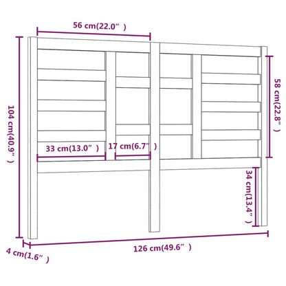 Solid Pine Grey Headboard 126x4x104 cm - Elegant Bedroom Decor