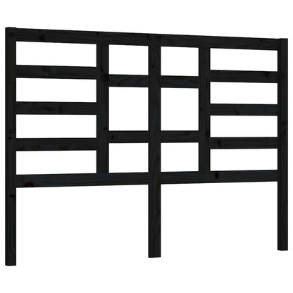 Stylish Black Solid Pine Wood Headboard 146x4x104 cm