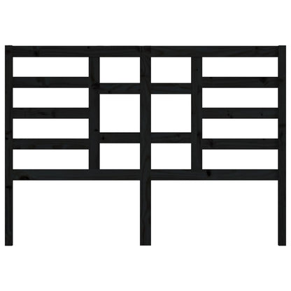 Stylish Black Solid Pine Wood Headboard 146x4x104 cm