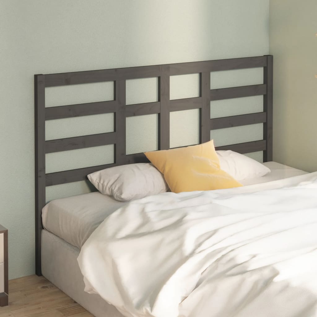 Elegant Grey Solid Pine Wood Bed Headboard - 166x4x104 cm