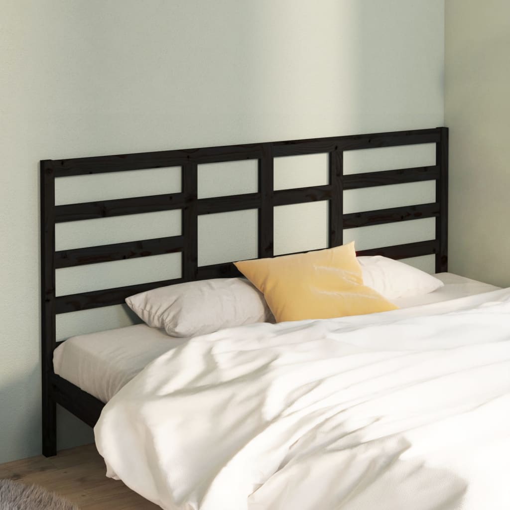 Solid Pine Black Headboard - 186x4x104 cm | Stylish Bed Accent