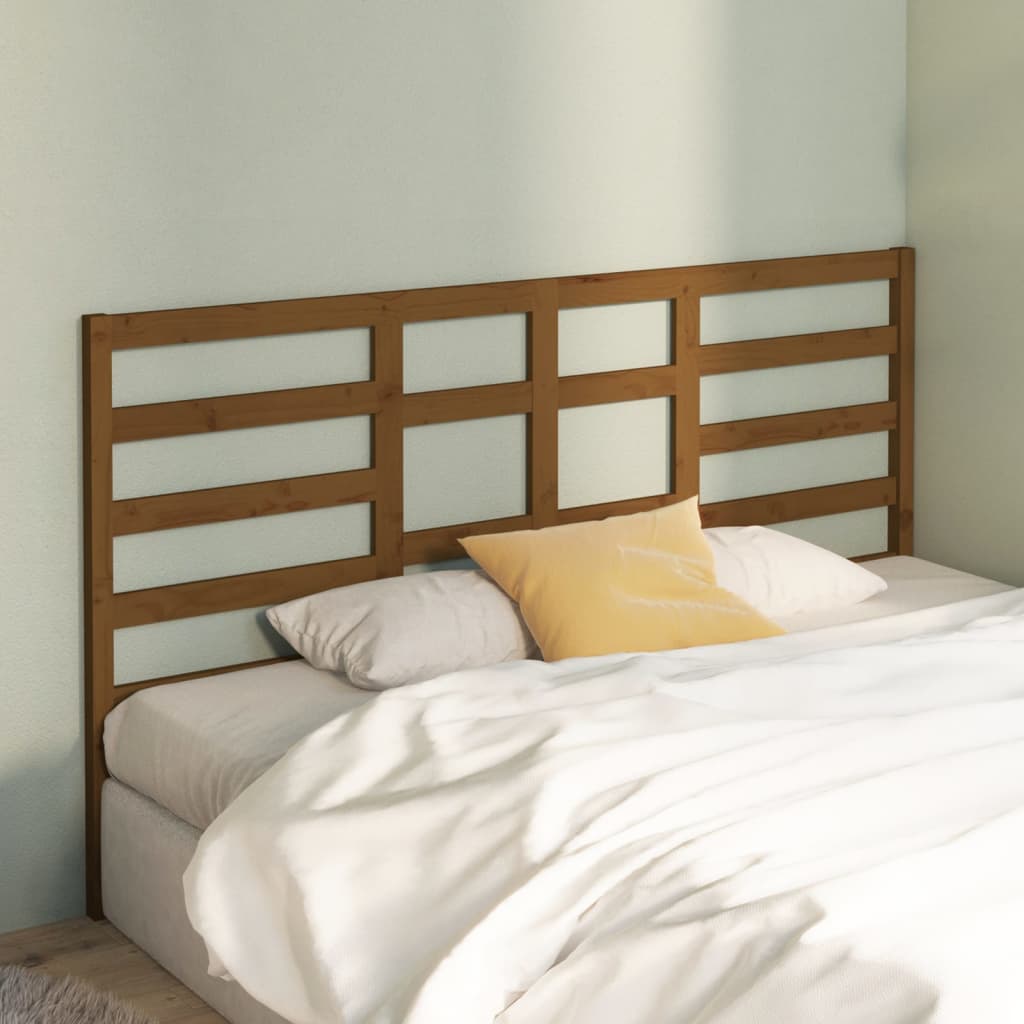 Solid Pine Wood Bed Headboard, Honey Brown, 206x4x104 cm