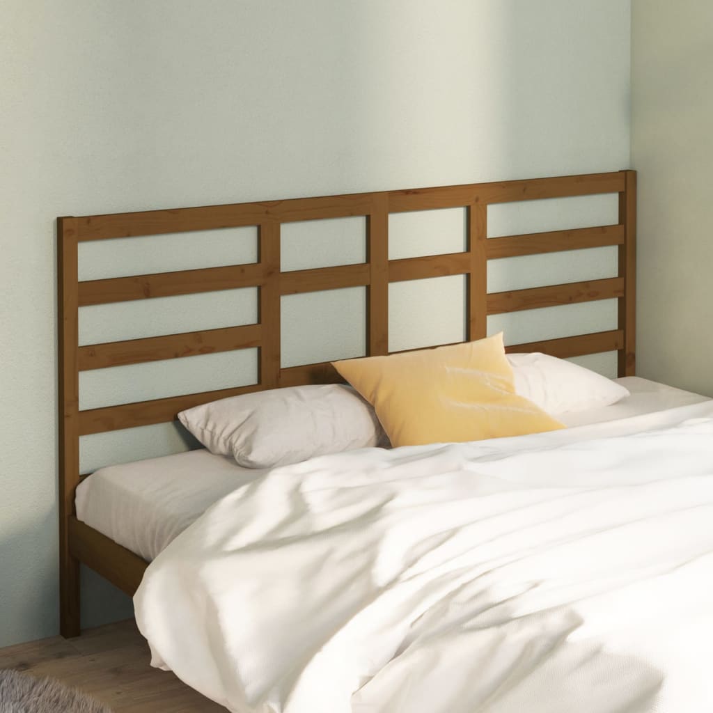 Solid Pine Wood Bed Headboard, Honey Brown, 206x4x104 cm