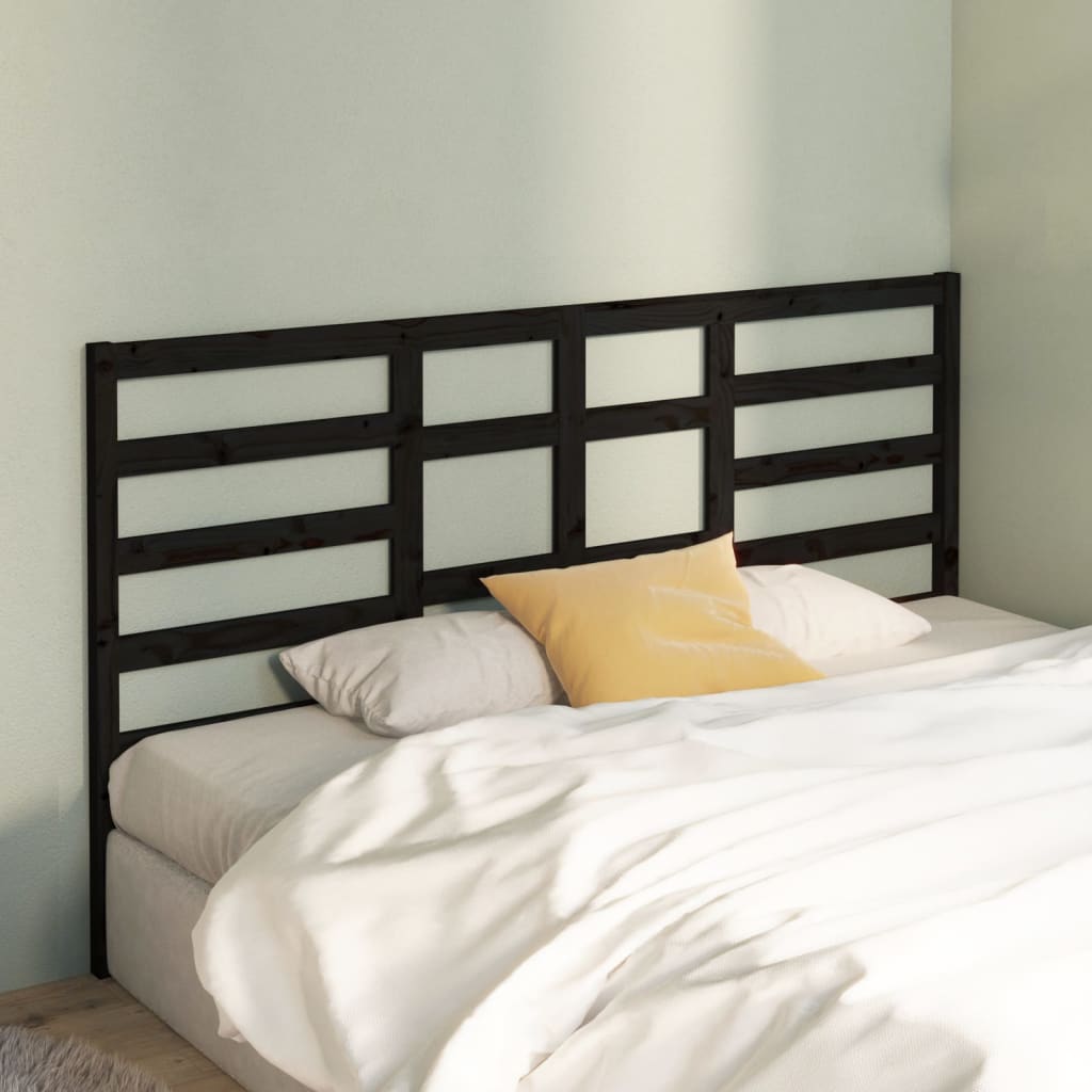 Sleek Black Pine Wood Headboard 206x4x104 cm - Stylish & Durable
