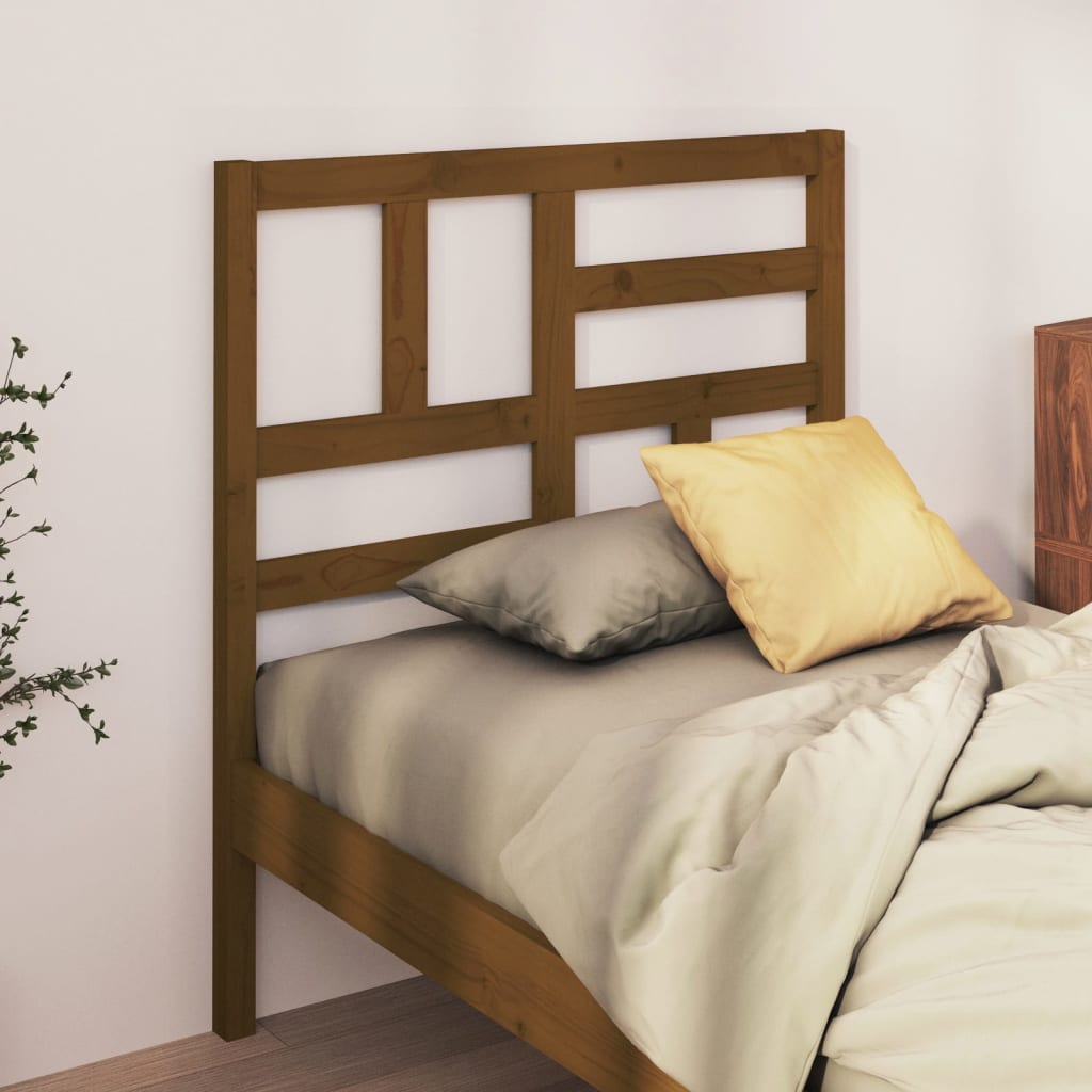 Solid Wood Pine Honey Brown Bed Headboard, 81x4x104 cm