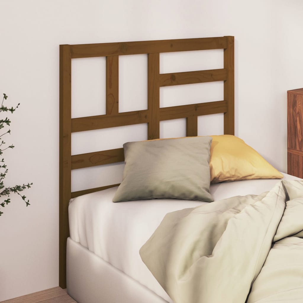 Solid Wood Pine Honey Brown Bed Headboard, 81x4x104 cm