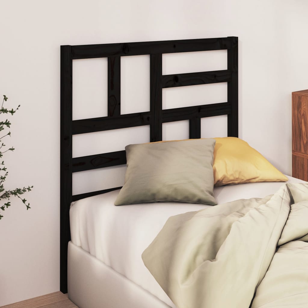 Solid Pine Black Bed Headboard 81x4x104 cm - Stylish & Durable