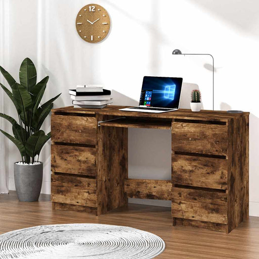 Smoked Oak Writing Desk, 140x50x77 cm, Engineered Wood