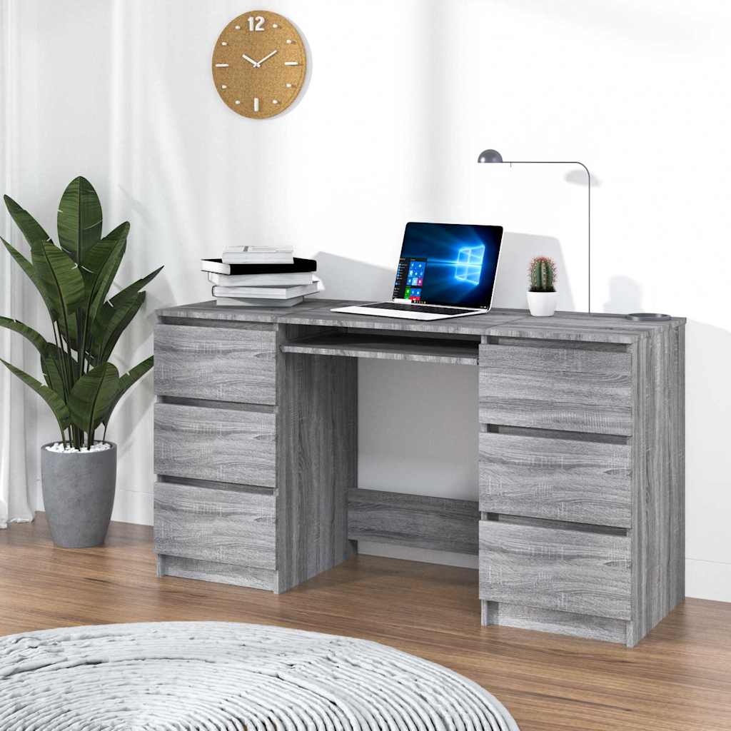 Grey Sonoma Engineered Wood Writing Desk 140x50x77 cm