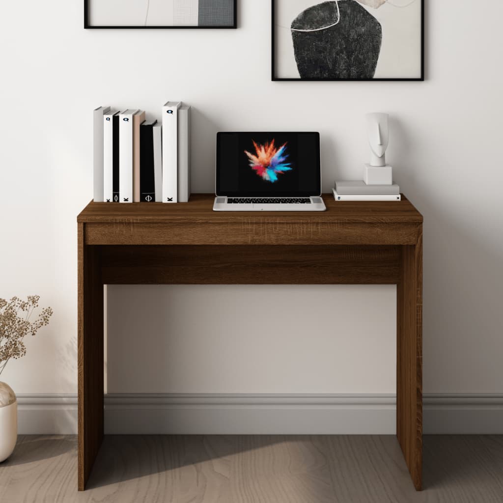 Compact Brown Oak Desk, 90x40x72 cm, Engineered Wood