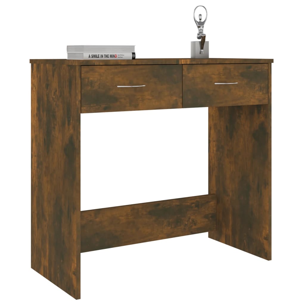 Elegant Desk in Smoked Oak - 80x40x75 cm Engineered Wood