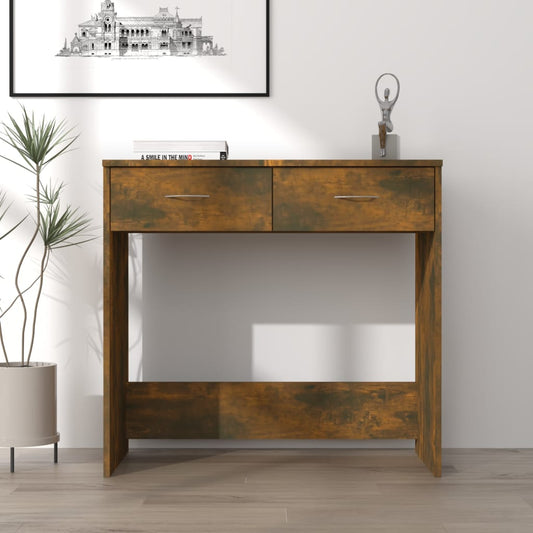 Elegant Desk in Smoked Oak - 80x40x75 cm Engineered Wood