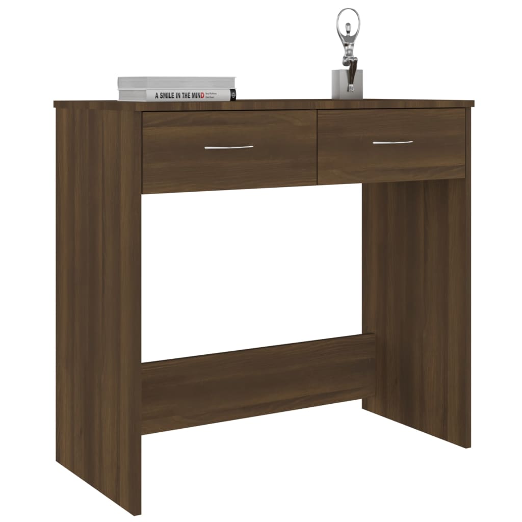 Compact Brown Oak Desk, 80x40x75 cm, Engineered Wood