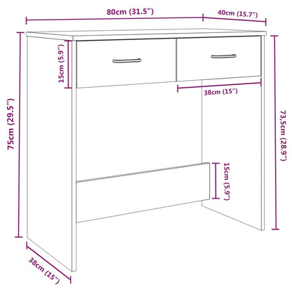 Compact Brown Oak Desk, 80x40x75 cm, Engineered Wood