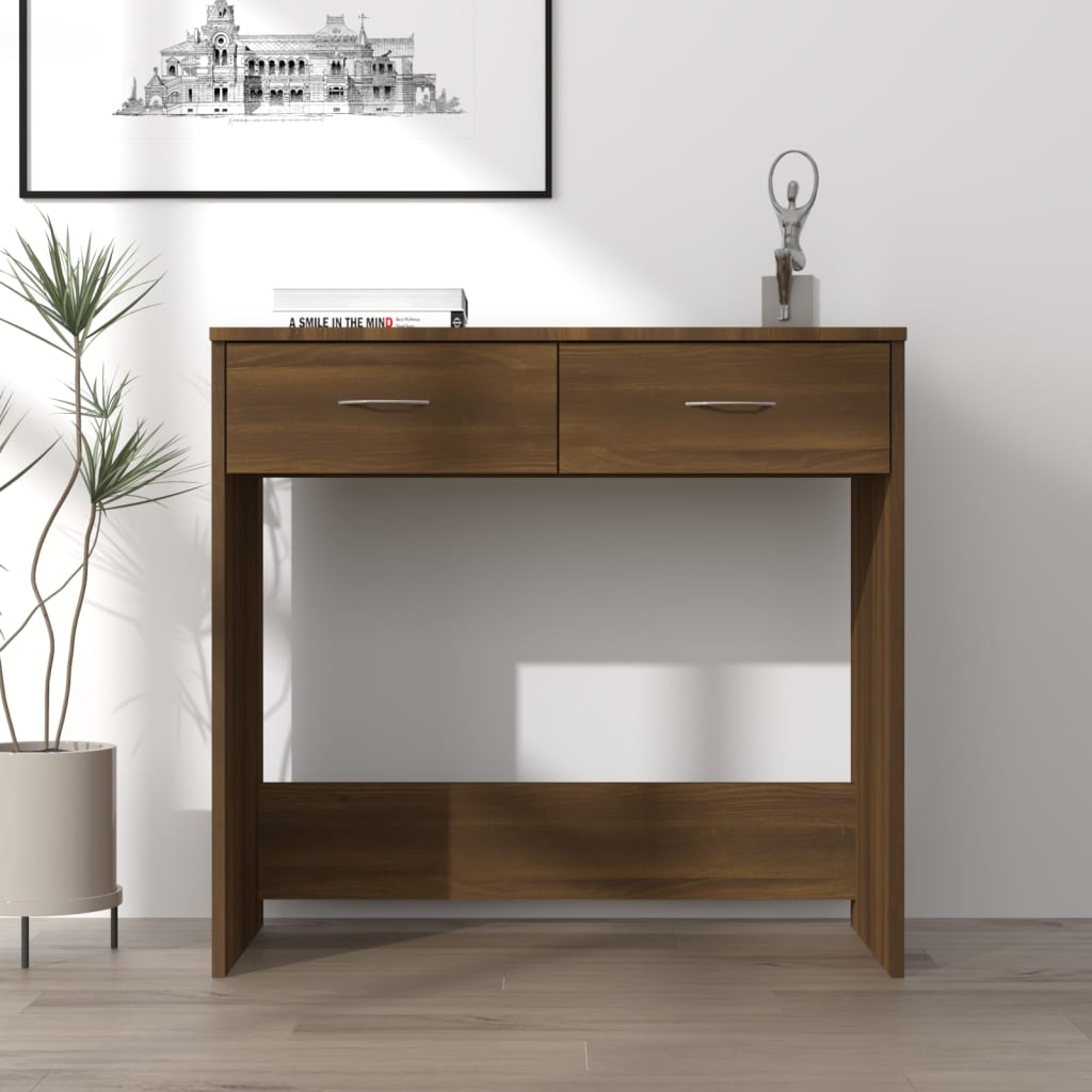 Compact Brown Oak Desk, 80x40x75 cm, Engineered Wood