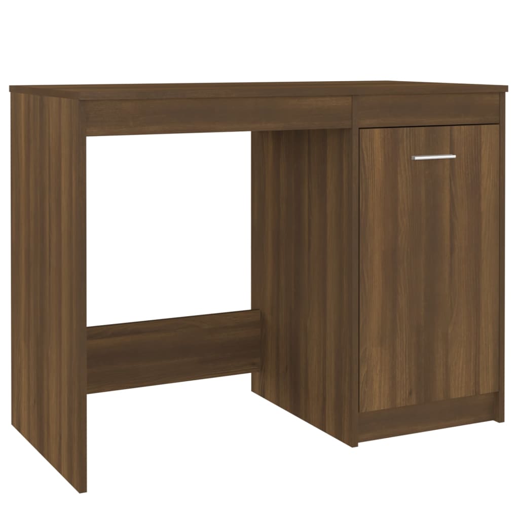 Compact Brown Oak Desk - 100x50x76cm Engineered Wood