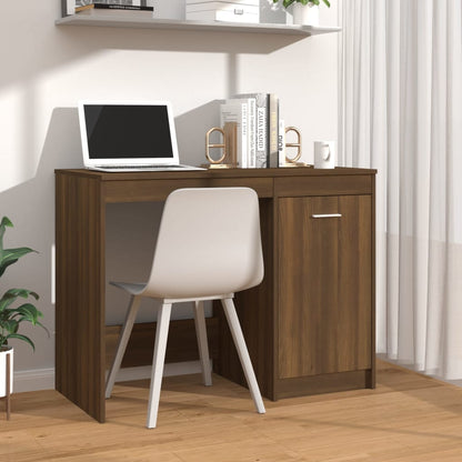 Compact Brown Oak Desk - 100x50x76cm Engineered Wood