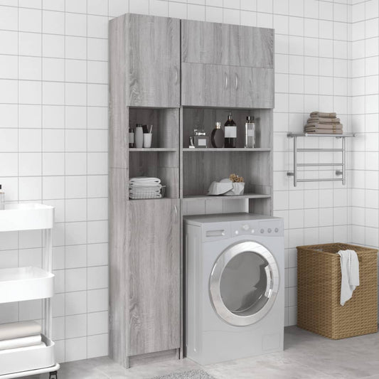 Grey Sonoma Engineered Wood Bathroom Cabinet 32x25.5x190 cm
