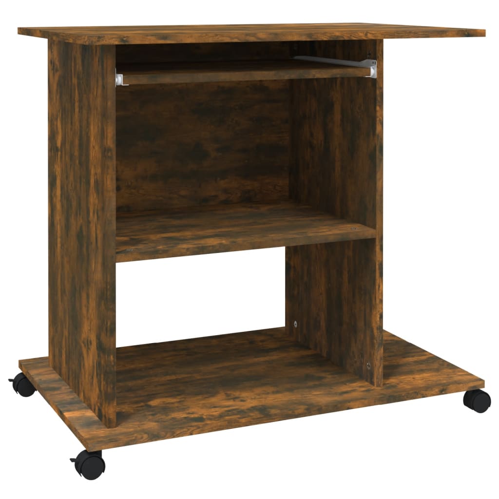 Compact Smoked Oak Computer Desk - 80x50x75 cm, Engineered Wood