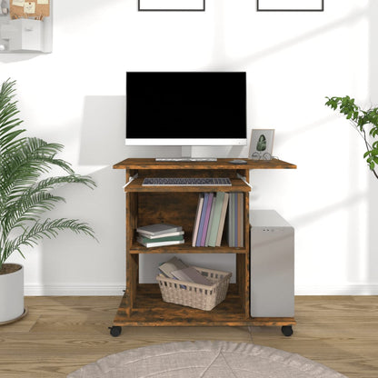 Compact Smoked Oak Computer Desk - 80x50x75 cm, Engineered Wood