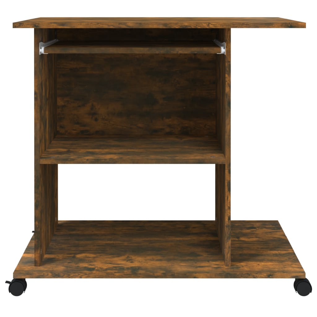 Compact Smoked Oak Computer Desk - 80x50x75 cm, Engineered Wood
