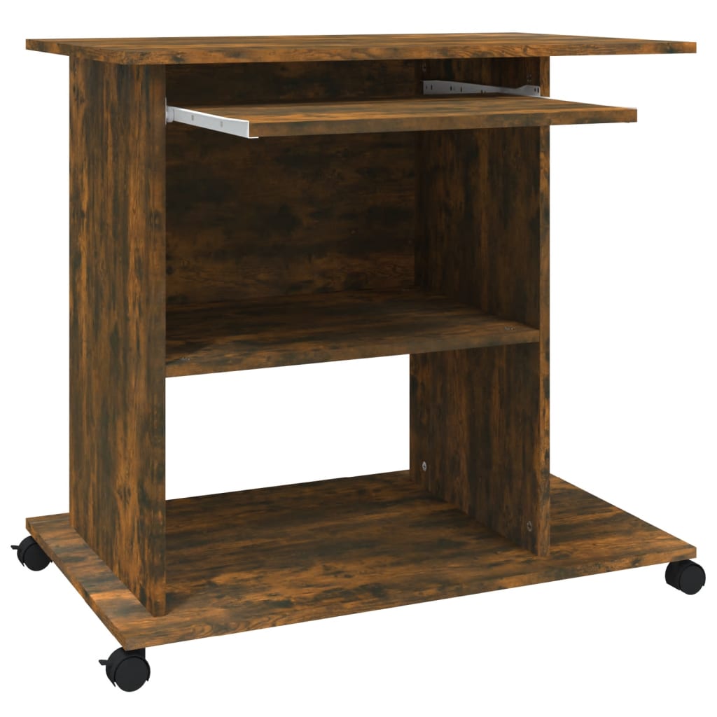 Compact Smoked Oak Computer Desk - 80x50x75 cm, Engineered Wood