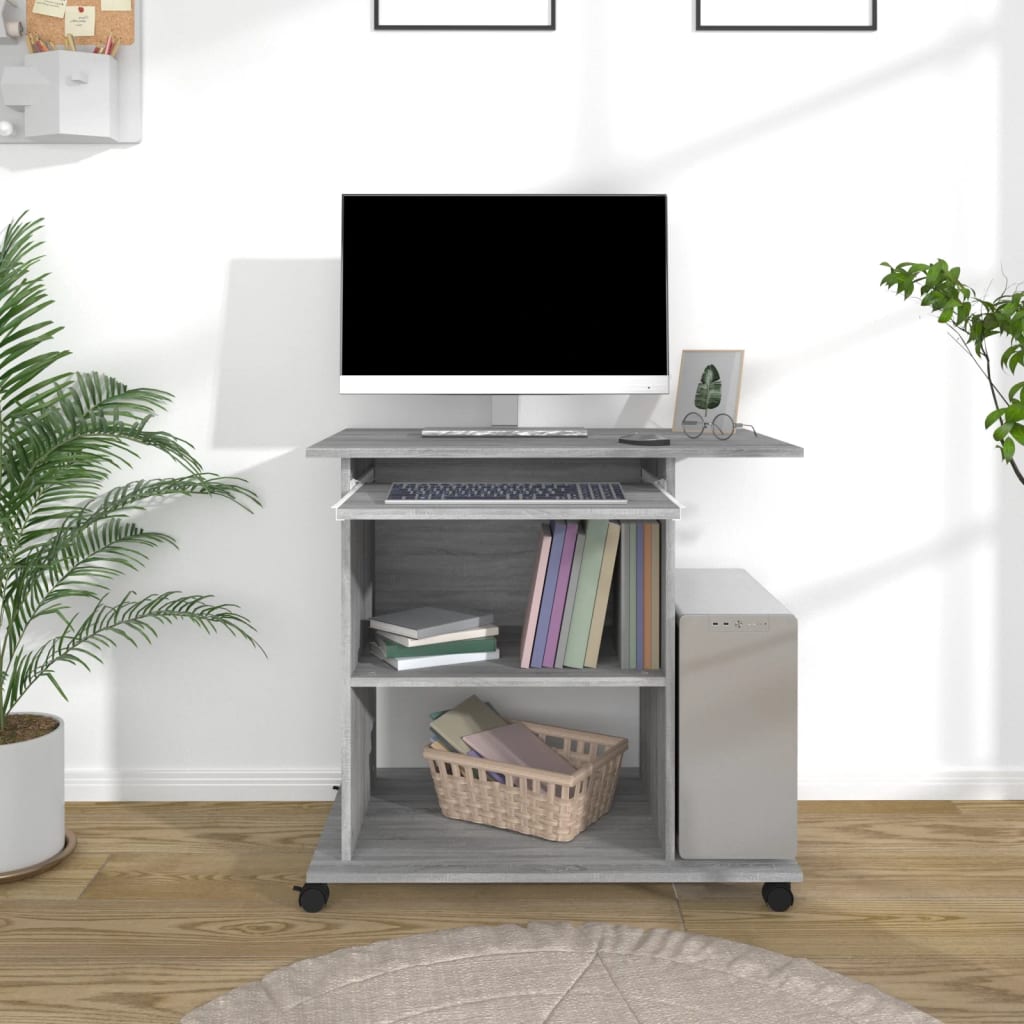 Compact Grey Sonoma Computer Desk - 80x50x75 cm - Engineered Wood