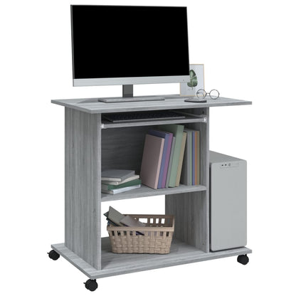 Compact Grey Sonoma Computer Desk - 80x50x75 cm - Engineered Wood