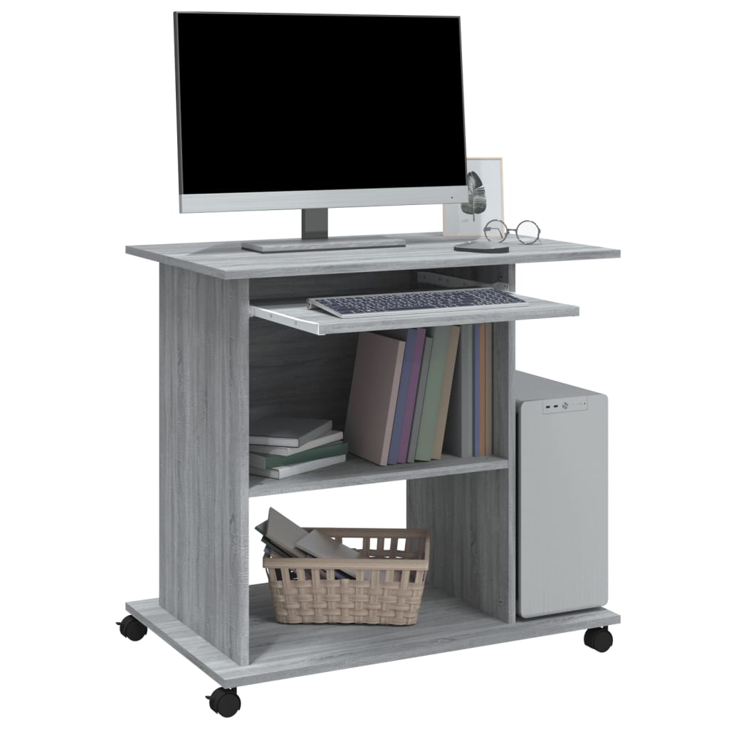 Compact Grey Sonoma Computer Desk - 80x50x75 cm - Engineered Wood