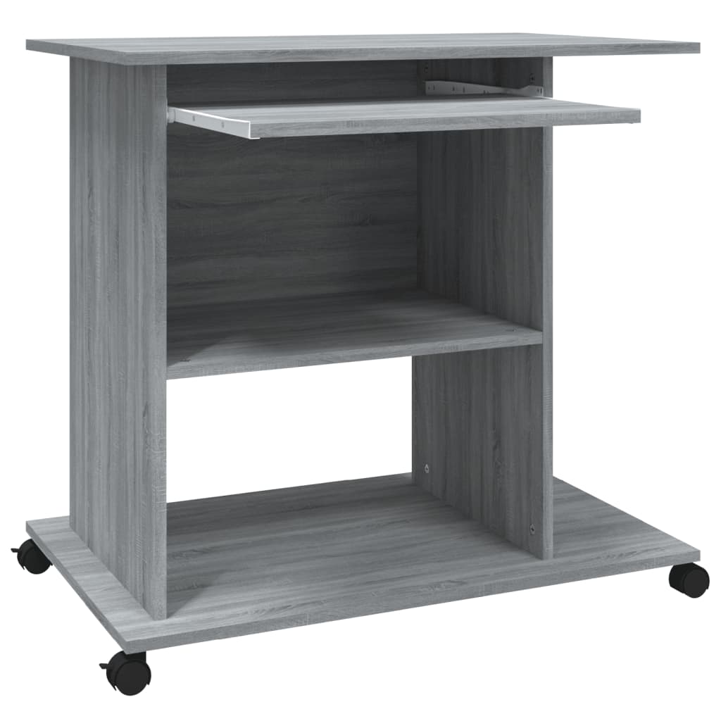 Compact Grey Sonoma Computer Desk - 80x50x75 cm - Engineered Wood
