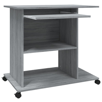 Compact Grey Sonoma Computer Desk - 80x50x75 cm - Engineered Wood