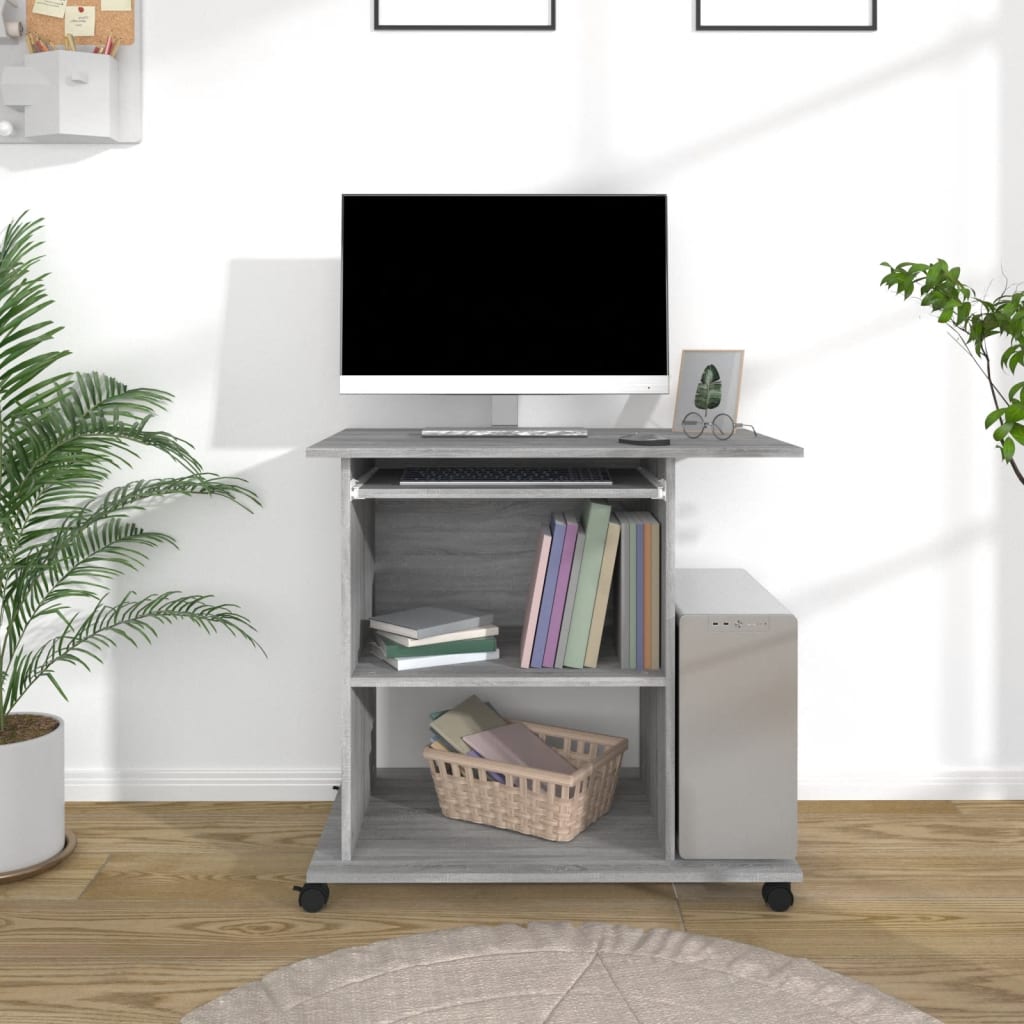 Compact Grey Sonoma Computer Desk - 80x50x75 cm - Engineered Wood