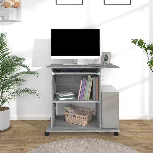 Compact Grey Sonoma Computer Desk - 80x50x75 cm - Engineered Wood