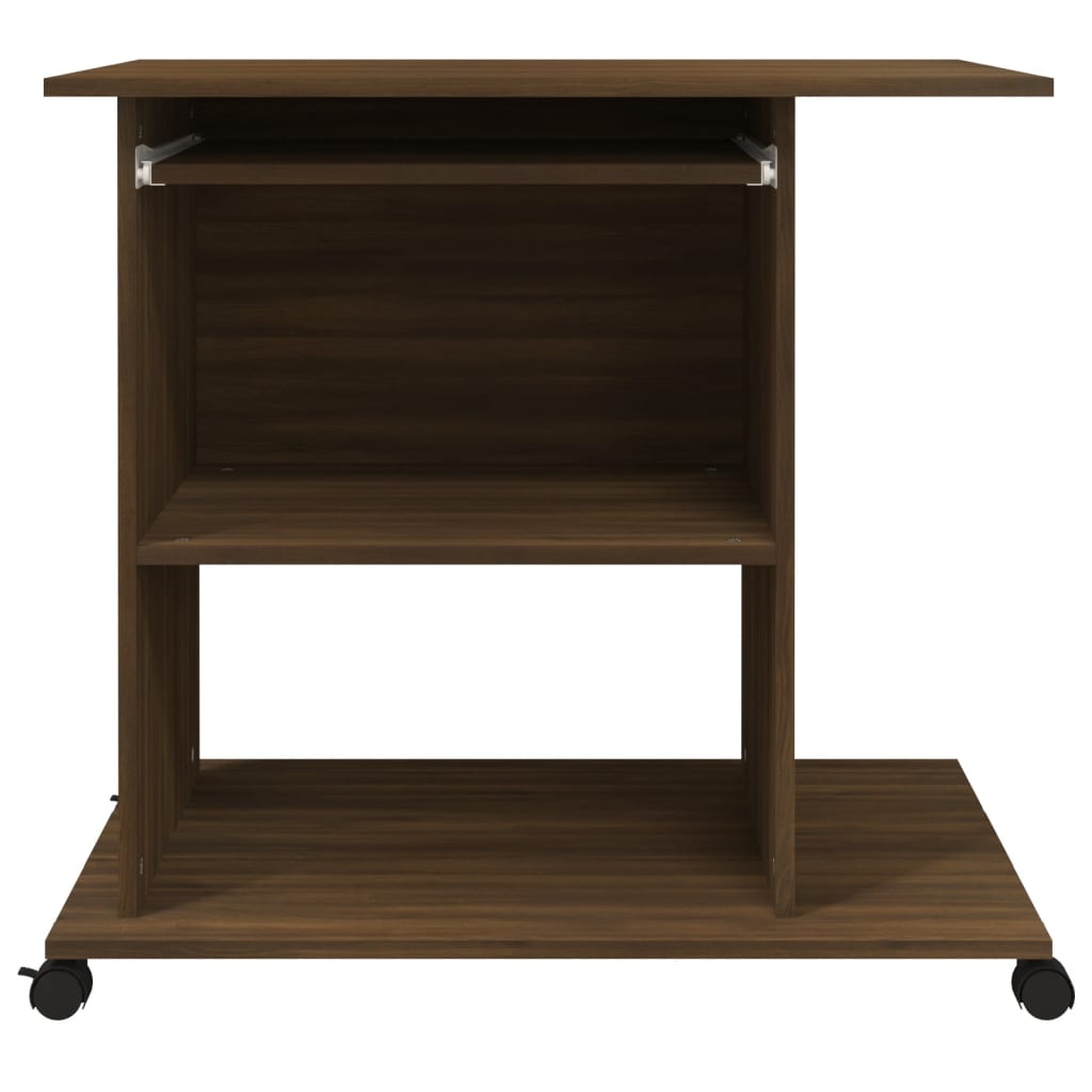 Brown Oak Computer Desk - Engineered Wood, 80x50x75 cm