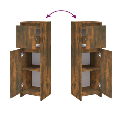 Smoked Oak Bathroom Cabinet - 30x30x95 cm Engineered Wood