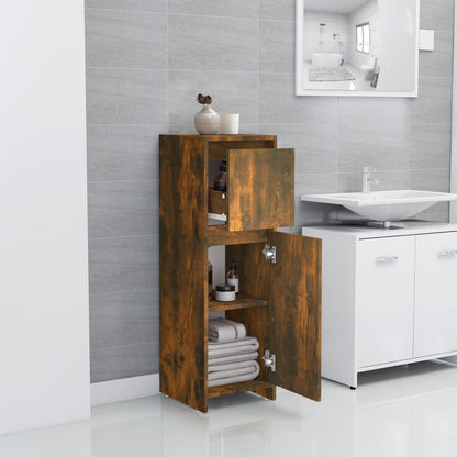 Smoked Oak Bathroom Cabinet - 30x30x95 cm Engineered Wood