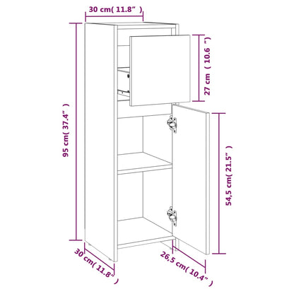 Smoked Oak Bathroom Cabinet - 30x30x95 cm Engineered Wood