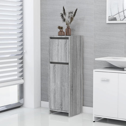 Sonoma Grey Bathroom Cabinet - Engineered Wood, 30x30x95 cm