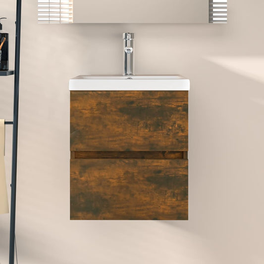 Smoked Oak Engineered Wood Sink Cabinet 41x38.5x45 cm