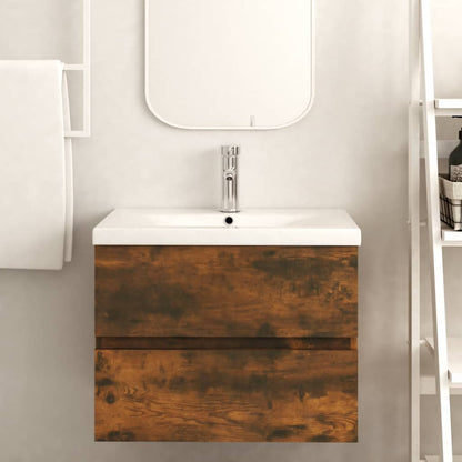 Smoked Oak Sink Cabinet, 60x38.5x45cm - Engineered Wood