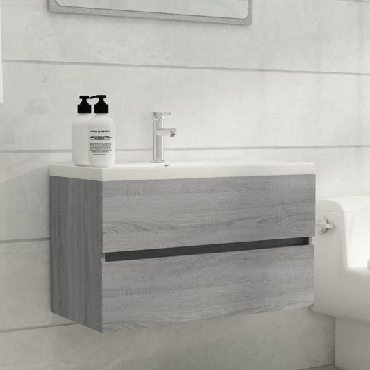 Grey Sonoma Engineered Wood Sink Cabinet, 80x38.5x45 cm
