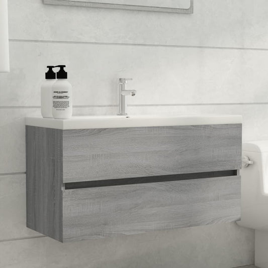 Grey Sonoma Engineered Wood Sink Cabinet 90x38.5x45 cm