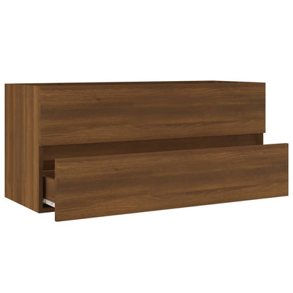 Brown Oak Engineered Wood Sink Cabinet 100x38.5x45 cm
