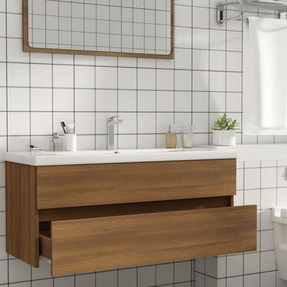 Brown Oak Engineered Wood Sink Cabinet 100x38.5x45 cm